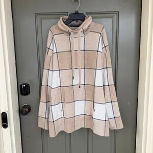 Rachel Zoe Plaid Cowl Neck‎ Sweater Large
